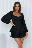 Vêtements décontractés d'automne et d'été Mini robe imprimée vintage à manches longues Mini robes de club courtes moulantes pour femmes Gaun Pesta