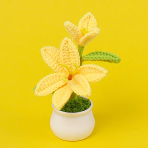 Decoración de mesa en maceta con flor de lirio tejida a mano para regalo de cumpleaños de San Valentín Uionen 1481 - Product Image 5