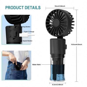 Ventilateur portable pliable avec logo personnalisé, ventilateur de cou avec cordon, 4 vitesses réglables, adapté aux femmes, à la maison, au bureau et en voyage - Product Image 2