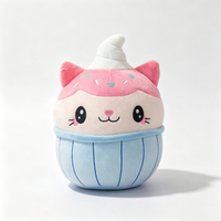 Peluche chat ronde personnalisée en forme de crème glacée, peluche cupcake moelleuse, peluche chat avec pépites et crème fouettée