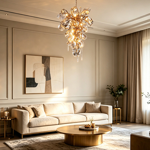 Lustre en verre pour salle à manger, style nordique minimaliste, élégant et distinctif, pour résidence luxueuse avec plafonds hauts, villa. - Product Image 3