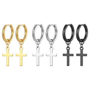 European American Fashion Stainless Steel Cross Earrings Design Earrings for Women Cross Pendant Jewelry