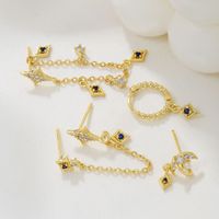 Ensemble de 4 boucles d'oreilles en argent S925 avec zircone colorée, plaqué or 18 carats, zircone bleu encre, boucles d'oreilles pendantes de haute qualité