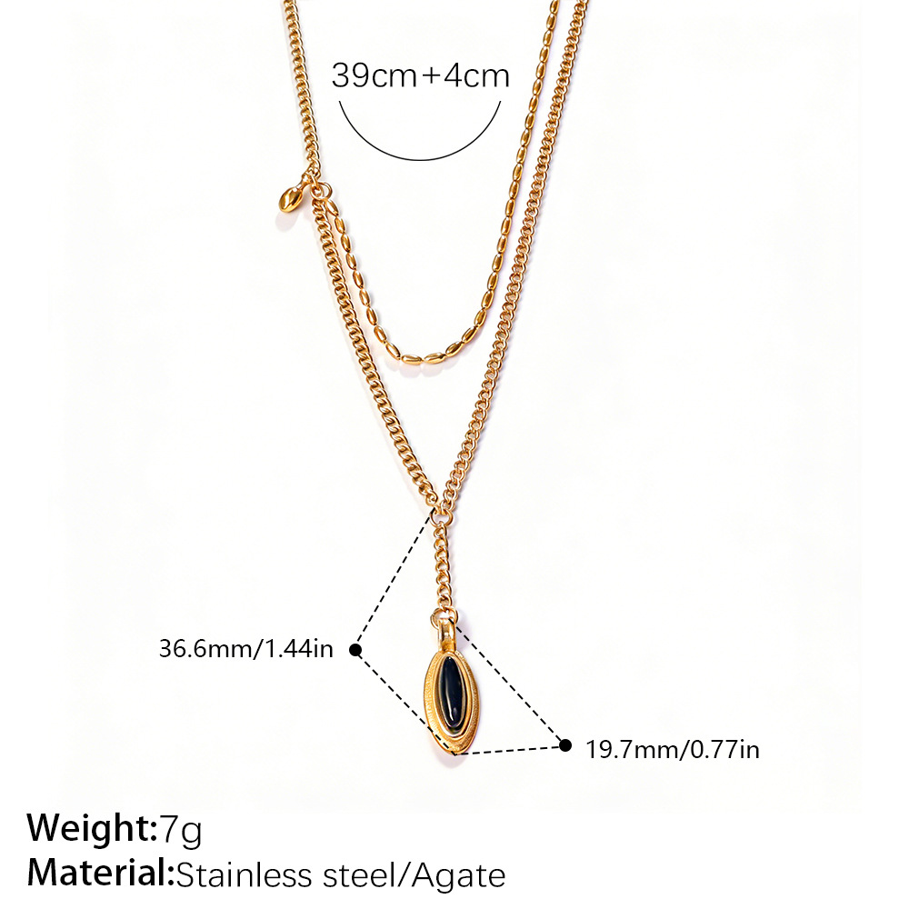 Collier en agate noire XL887BKG