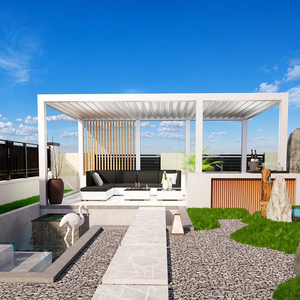 Pergola en aluminium doublement étanche, pergola à protection intégrale contre la pluie pour les zones à climat humide, pergola à lamelles en aluminium avec structure électrique - Product Image 4