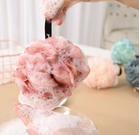 Spons Mandi Pengelupas Kulit dan Spons Mandi Bunga, Bola Mandi Spons Ramah Lingkungan, Loofah Jala untuk Mandi