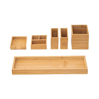 Ensemble de 6 plateaux de courtoisie modernes en bambou Étagère de rangement à double étage pour comptoir de salle de bain Cuisine Bureau Petits articles Vaisselle