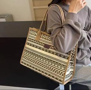 Bolsa de lona de gran capacidad para mujer, bolso de mano para ir al trabajo, bolso de viaje, bolso de hombro con cierre de cremallera, origen chino - Product Image 3