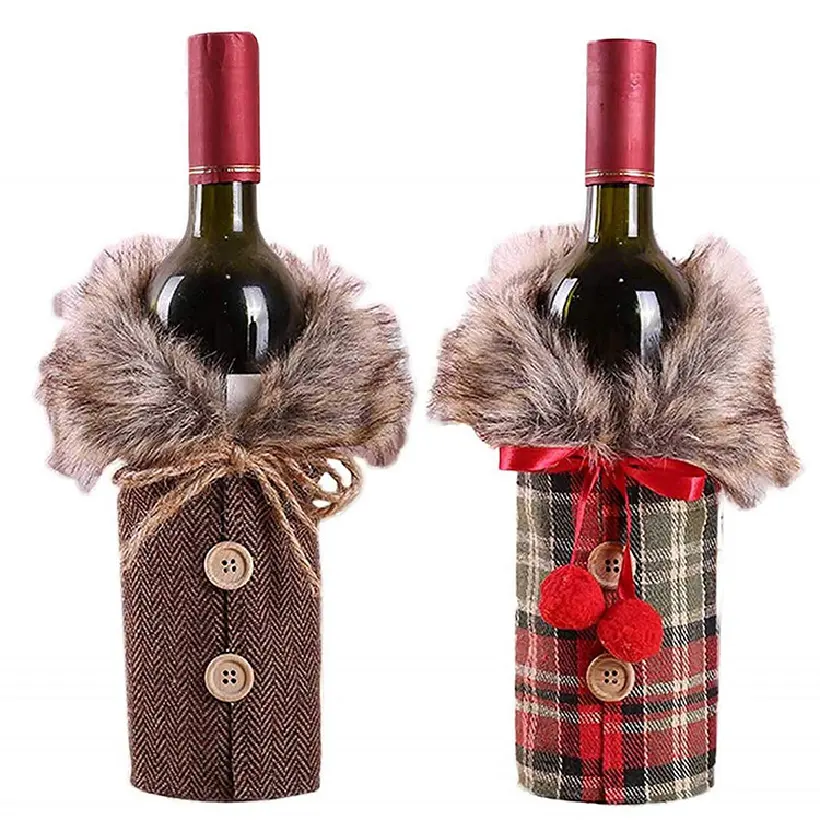 Hot sale Christmas Wine Bottle Cover Bags Santa Navidad Gift Christmas Decoration Supplies Xmas Table Decor