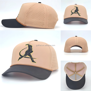 Gorra de Golf Negra Impermeable OEM de 5 Paneles, Gorra de Béisbol Perforada con Cierre a Presión, Gorra con Cordón, Premium con Logotipo Personalizado para Hombre, Resistente al Agua - Product Image 2