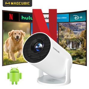 Projecteur de poche intelligent Android 14 720P avec prise en charge 8K pour HY300 Pro 290 ANSI, correction manuelle et automatique de la distorsion trapézoïdale, WiFi 6, BT5.4 - Product Image 1