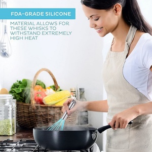 8/10/12inch Silicone Whisk Set of 3 Pieces Manual <b>Egg</b> Beater Stainless Steel Handle <b>Egg</b> Whisking Stirring Tools for Cooking - Product Image 5
