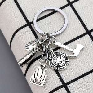 Extincteur flamme porte-clés hommes porte-clés mode autre combattant cadeau bijoux pompier chaîne en métal - Product Image 4