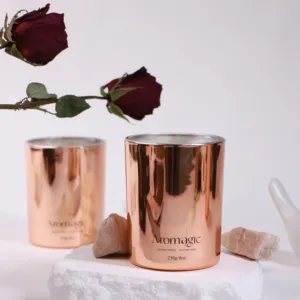 Wholesale Electroplated soy candle jars for wedding gifts Scented candles custom label glass jars gift box for home decoration
