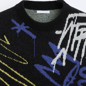 LOGOTIPO personalizado OEM y ODM Hombres Suéter Jersey Cuello redondo Jacquard Manga larga Top de punto Diseñador Suéter de punto para hombres - Product Image 5