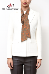 <span class=keywords><strong>Blazer</strong></span> de mujer a <span class=keywords><strong>cuadros</strong></span> de lana marrón claro de gama alta personalizado OEM traje de mujer con patrón de <span class=keywords><strong>cuadros</strong></span> Método de tejido fábrica de trajes de mujer - Product Image 3