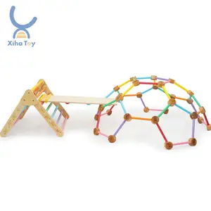 Xiair Montessori Pickler Triangle Set Klettergerüst mit Rampe Indoor Kids GYM Spiels pielzeug Naturholz Piklers Sets für Kleinkinder