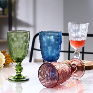 Elegante Calice in Vetro Colorato Vintage per Decorazione Tavola Matrimonio, Bicchiere da <span class=keywords><strong>Vino</strong></span> con Rilievo in Rilievo, Lussuoso Calice da Cena - Product Image 1
