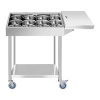 Chariots de cuisine professionnels en acier inoxydable avec roues pour restaurants commerciaux et stations d'assaisonnement
