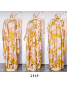 K0085 2023 africano talla grande estampado gasa hasta el suelo vestido musulmán moda mujer túnica Abaya ropa islámica Vestidos Mujer - Product Image 5