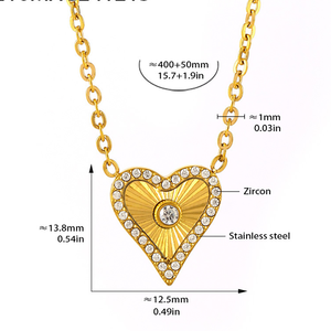 Chaînes en acier inoxydable 18K <span class=keywords><strong>de</strong></span> luxe, tendance, étanches, avec pendentifs géométriques mignons (cœur, croix, étoile, lune, fleur porte-bonheur) et zircon, pour soirée - Product Image 4