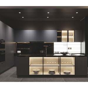 Meubles de cuisine en bois massif de luxe prêts à l'emploi de style shaker noir Design moderne - Product Image 4