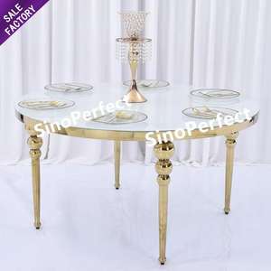 New Arrival Luxury Gold Leg Glass Stainless Steel <b>Round</b> <b>Tables</b> Decorations for Parties and Events - Product Image 1