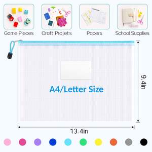 Waterproof A4 Thickened Transparent File Pouch Mesh Canvas <b>Document</b> <b>Holder</b> Receipt Organizer Stationery Bag Office - Product Image 2