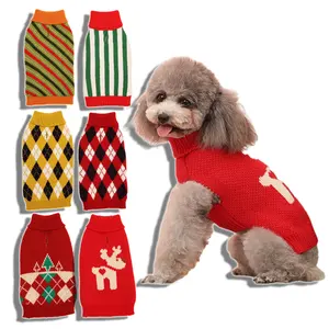 Best Selling Winter Christmas Series Pet clothes Fawn Pattern Acrylic Fabric Knitting Pet Sweater