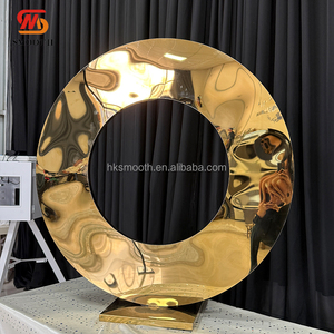 SMOOTH Wholesale Stainless Steel Gold <b>Ring</b> Round <b>Circle</b> Wedding Centerpiece Flower Stand - Product Image 3