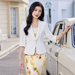 Pink Women's Blazer Short Sleeve Solid Color Anti-Wrinkle Professional Suit 2025 Spring Style - Product Image 2