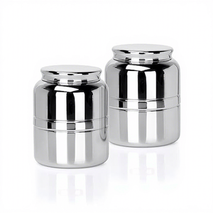 Stainless Steel Food <b>Container</b> Round Airtight Polished Minimalist Design - Product Image 2