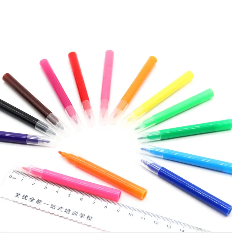 Custom Logo Printed Non-Toxic Transparent Lid Water Color Pens Mini Watercolor Markers for Painting