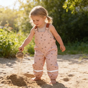 Pantalon de pluie imperméable en PU et polyester personnalisable pour enfants, <span class=keywords><strong>taille</strong></span> élastique, salopette rose unie pour garçons et filles – Vente chaude - Product Image 2