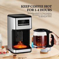 Cafetière électrique programmable à filtre de 14 tasses avec moulin intégré, réservoir d'eau amovible, en acier inoxydable