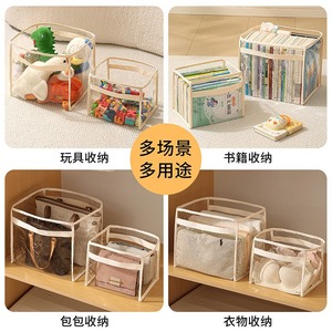 Transparent Storage Bag Rectangle With Handle For Toy Book Clothing And Bag Organization Multifunctional Large Capacity - Product Image 1