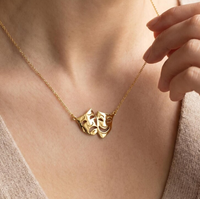 Collar con Máscara de Comedia y Tragedia, Regalo para Amantes del Teatro, Chapado en Oro de 18K, Colgante con Símbolo Dramático, Joyería Fina, Regalo para Actor