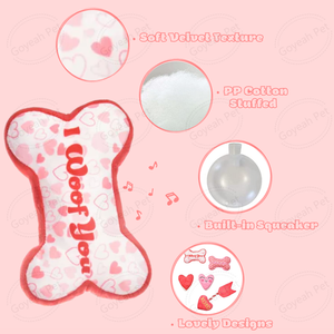 Đồ Chơi Vải Nhung Lông Hình Chú Chó Kêu Cót Két Chủ Đề Ngày Lễ Tình Nhân Đồ Chơi Nhồi Bông Hình Xương Trái Tim - Product Image 2