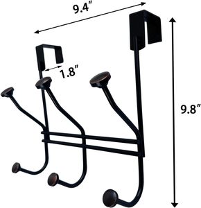 <b>Black</b> Antique Decorative Over the Door <b>Hooks</b> Coat Rack for Clothes Coat Hat Bag - Product Image 2