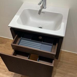 Cao cấp hiện đại Led Gương phòng tắm Vanity kích thước nhỏ tối Walnut tường treo ván ép Tủ ẩn ngăn kéo lưu trữ MDF carcase - Product Image 1