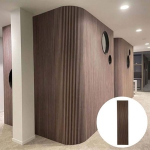 SANYUAN 2440*605*22mm MDF Acoustic <b>Wooden</b> Curved Slat Fluted Akupanel Flexible Slotted Wall Panel Modern Eco-Friendly Home - Product Image 3