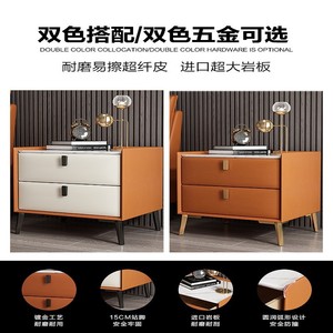 Minimalist Solid Wood Nightstand With Marble <b>Top</b> Storage Drawer Bedroom Furniture - Product Image 5