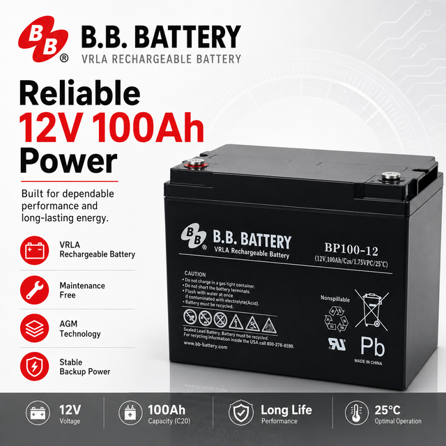 12V Deep Cycle Lead Acid Battery Heavy Duty Construction and Long Service Life Lead Acid Battery BP100-12