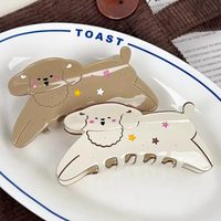 Pince à cheveux en acétate JingLan Kawaii personnalisable en gros, motif chiot de dessin animé, style européen et américain, couleur personnalisée, écologique, usage quotidien