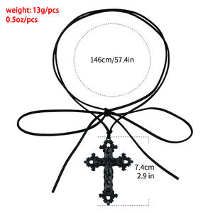 Dark Gothic Style <b>Cross</b> Heart Korean Velvet <b>Choker</b> Sweet Cool Y2K Necklace - Product Image 4