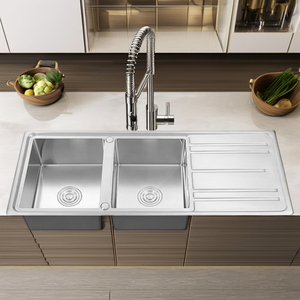 Évier de cuisine rectangulaire double <span class=keywords><strong>bac</strong></span> multifonctionnel Segong Large Nano SATIN en acier inoxydable fait à la main moderne - Product Image 5