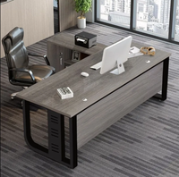 Bureau de direction en bois massif pour le bureau à domicile avec chaise ergonomique, bureau de patron minimaliste moderne et rangement