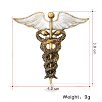 Infirmière Broches Enregistré Cheval Ange Ailes Broche Broches Double Serpent Forme Pins Cristal Caducée Pins pour Hommes Femmes
