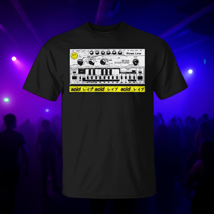 Camiseta Acid Synthesizer Techno Rave estilo nerd de los años 90, algodón negro, corte unisex - Product Image 3
