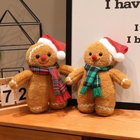 OEM ODM Jouet en peluche Bonhomme en pain d'épices de Noël avec chapeau de Père Noël et écharpe à carreaux, Poupée en peluche pour décoration de Noël et cadeaux de fêtes